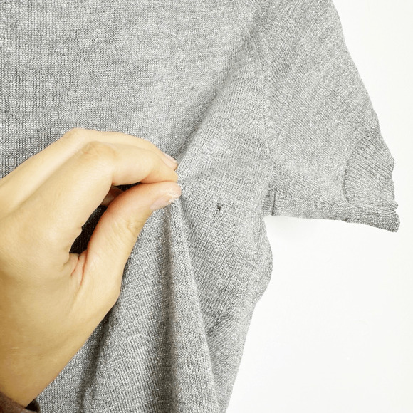 ST. JOHN wool silk knit beaded short sleeve silver gray embellished womens XS - Picture 7 of 10